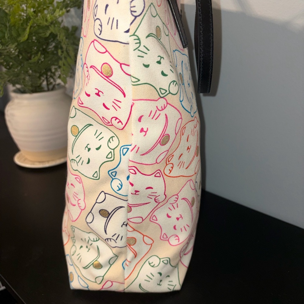 Rare Lucky Cat Canvas Tote By Kate Spade - Picture 5 of 6